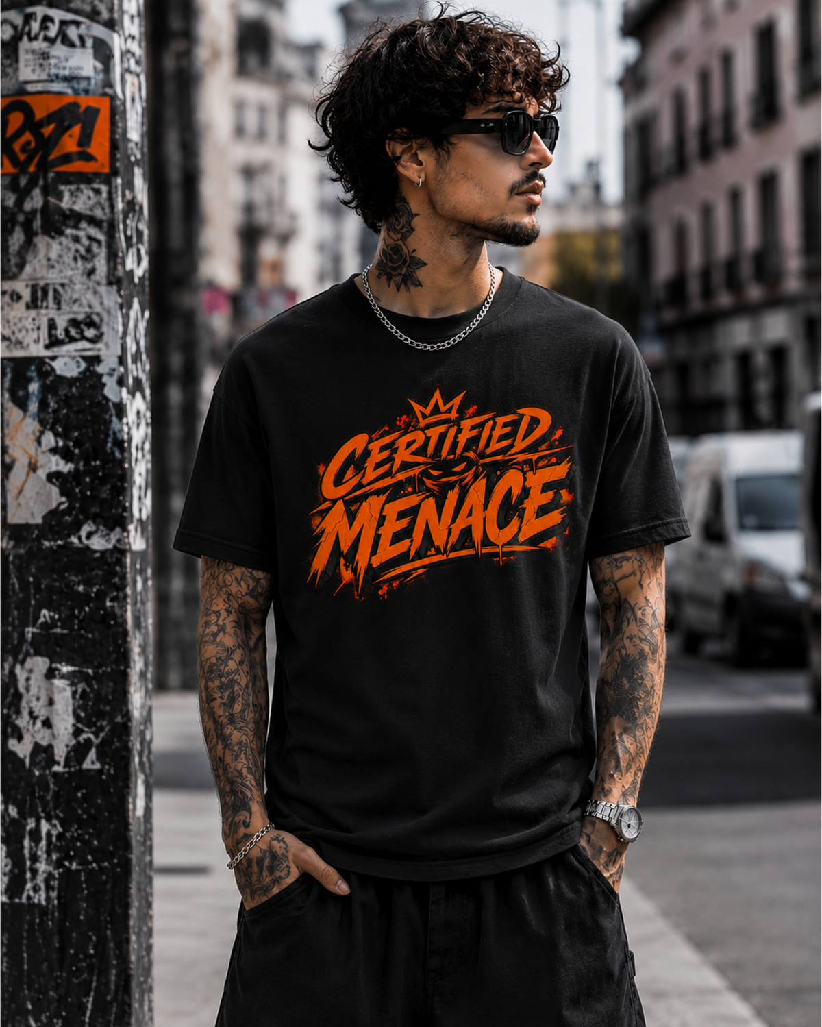 Certified Menace Tee — Bold Graphic Black T-Shirt